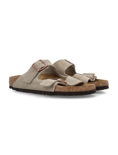 Shop Birkenstock Arizona Suede Sandals In Neutrals