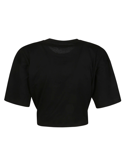 Shop Elisabetta Franchi Monogram-embroidered Crewneck T-shirt In Black