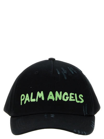 Shop Palm Angels Seasonal Logo Cap In Black/green