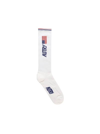 Shop Autry Socks With Logo In Accessories Wht/flag