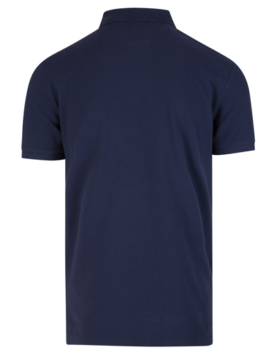 Shop Ralph Lauren Man Slim-fit Custom Polo Shirt In Night Blue Pique With Contrast Pony In Newport Navy