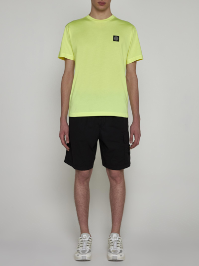Shop Stone Island Cotton T-shirt In Fluorescent Yellow