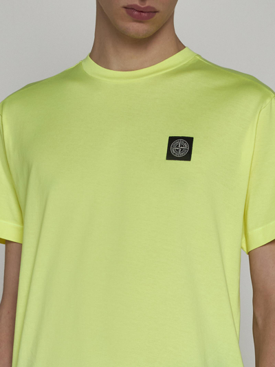 Shop Stone Island Cotton T-shirt In Fluorescent Yellow