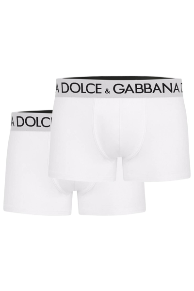 Shop Dolce & Gabbana Bi-pack Underwear Boxer In Bianco Ottico