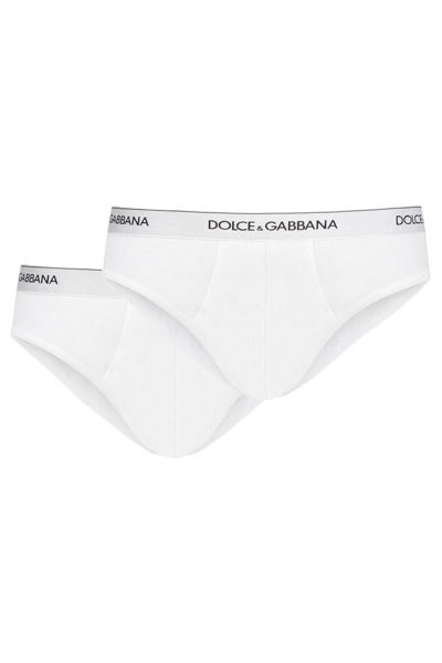 Shop Dolce & Gabbana Underwear Briefs Bi-pack In Bianco Ottico
