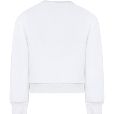 Shop Dolce & Gabbana Whit Sweatshirt For Kids With Iconic Monogram In Bianco Ottico