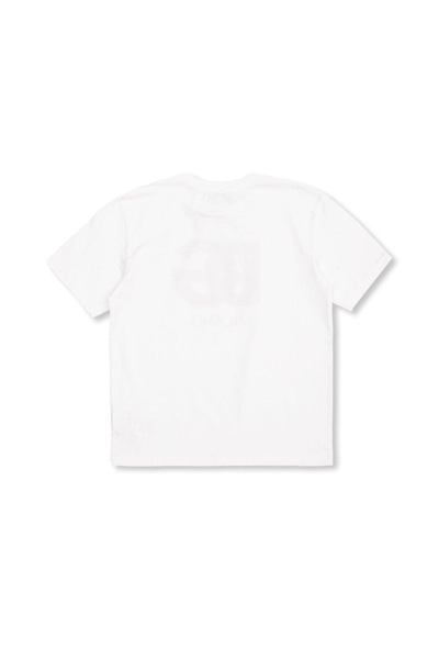 Shop Dolce & Gabbana Dg Logo Printed Crewneck T-shirt In Bianco Ottico
