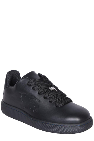 Shop Burberry Ekd Logo-embossed Lace-up Sneakers In Nero