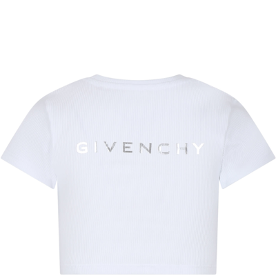 Shop Givenchy White T-shirt For Girl With 4g Motif In Bianco