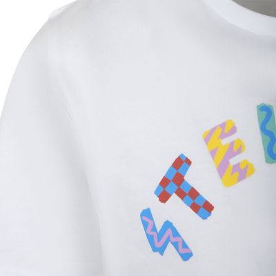 Shop Stella Mccartney White T-shirt For Girl With Multicolor Logo