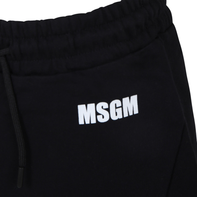 Shop Msgm Black Skirt For Girl With Logo And Writing