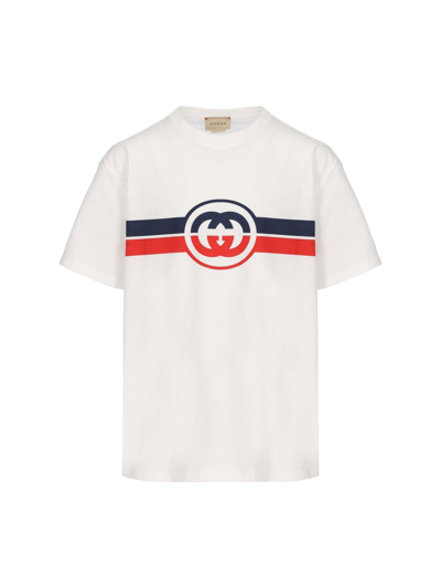Shop Gucci Interlocking G Stripe Printed T-shirt