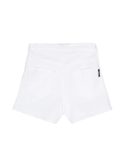 Shop Balmain Shorts Denim In Bianco/oro