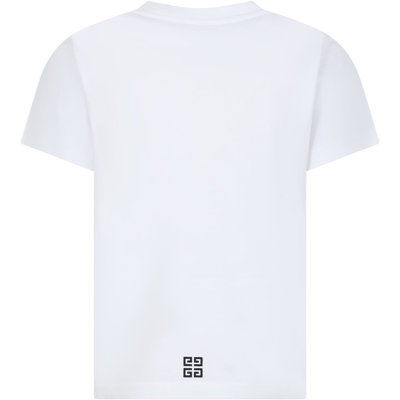 Shop Givenchy White T-shirt For Boy With Logo In Bianco