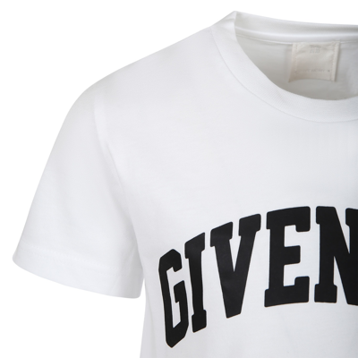 Shop Givenchy White T-shirt For Boy With Logo In Bianco
