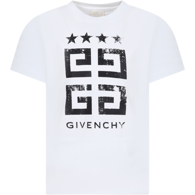 Shop Givenchy White T-shirt For Kids With Logo In Bianco