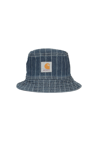 Shop Carhartt Logo Bucket Hat In Orlean Stripe Blue White