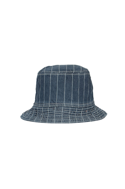 Shop Carhartt Logo Bucket Hat In Orlean Stripe Blue White