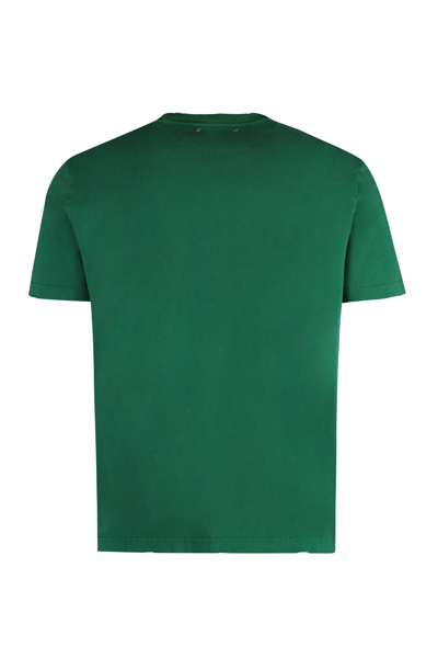 Shop Golden Goose Cotton Crew-neck T-shirt In Green Heritage White
