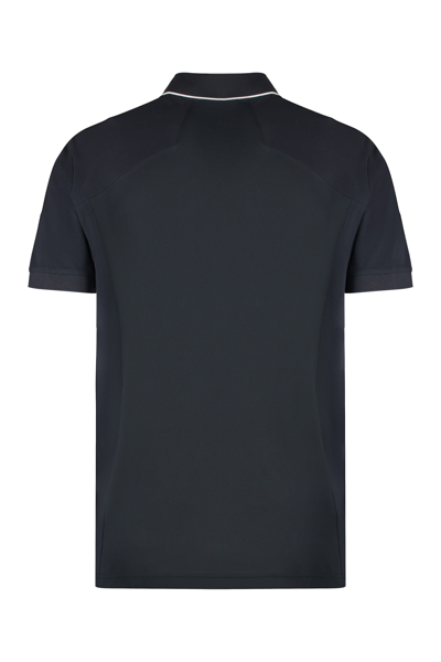 Shop Hugo Boss Logo Print Cotton Polo Shirt In Blue