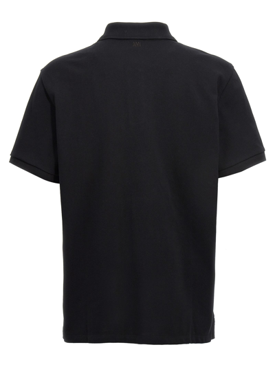 Ami Alexandre Mattiussi Ami Paris Men Black Polo Shirt With Adc Embroidery At The Front In Cotton Man In Black
