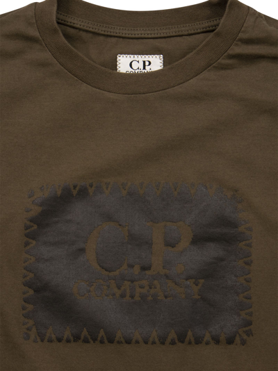 Shop C.p. Company Logo Long Sleeved T-shirt In Forest