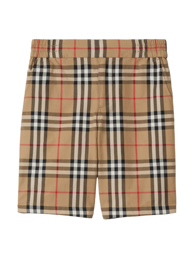 Shop Burberry Beige Cotton Shorts In Archive Beige