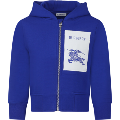 Shop Burberry Sweatshirt For Boys With Logo In Knight