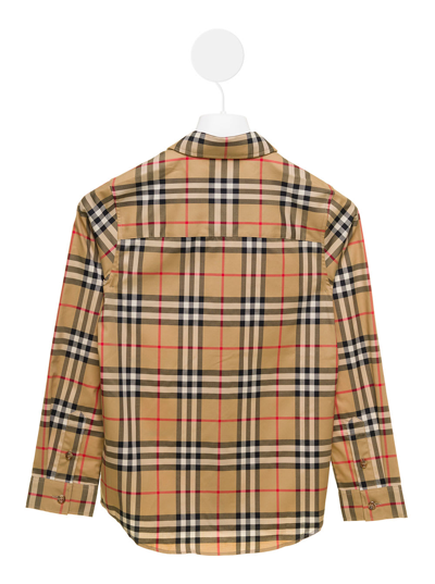 Shop Burberry Check Vintage Classic T-shirt In Beige Cotton Boy In Archive Beige