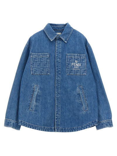 Shop Fendi Denim Jacket In Blu