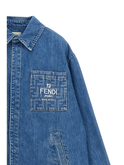 Shop Fendi Denim Jacket In Blu