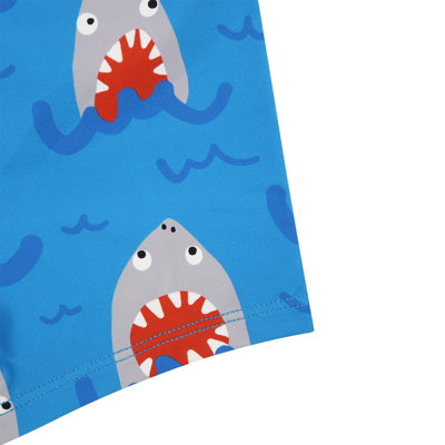 Shop Stella Mccartney Light Blue Boxer Shorts For Baby Boy With All-over Shark Print In Celeste