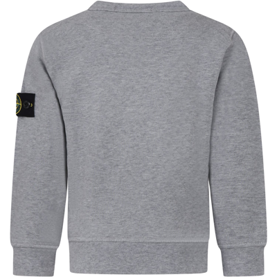 Shop Stone Island Junior Grey Sweatshirt For Boy With Iconic Logo In Grey Melange