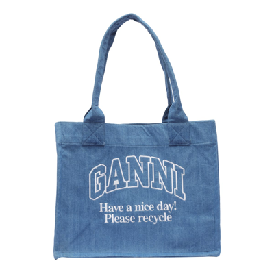 Shop Ganni Large Easy Shopper Denim