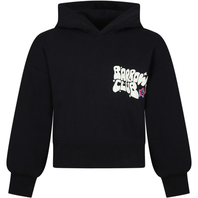 Shop Barrow Black Sweatshirt For Girl With Logo In Nero