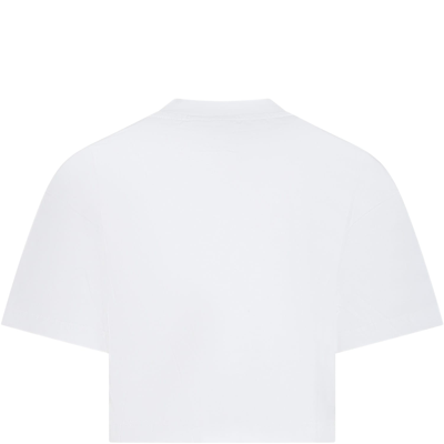 Shop Barrow White T-shirt For Girl With Logo In Bianco