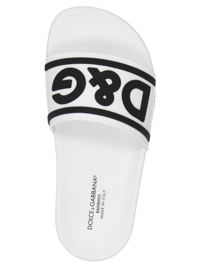 Shop Dolce & Gabbana Logo Slides In White