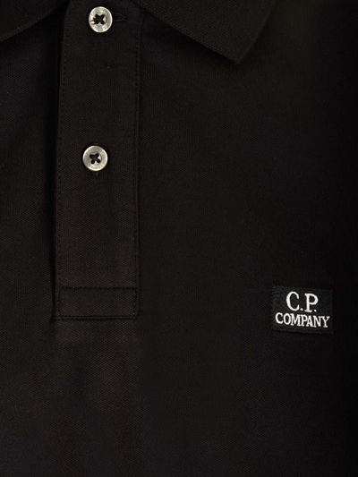 Shop C.p. Company Logo Patch Polo Shirt In Nero