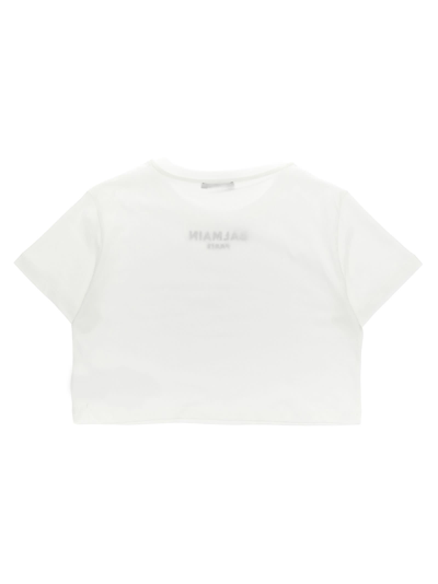 Shop Balmain Logo Embroidery T-shirt In Bianco