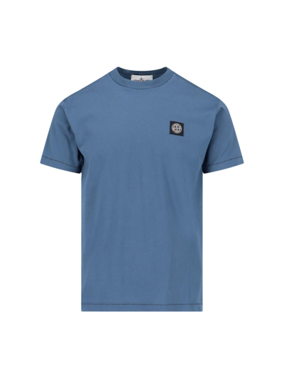 Shop Stone Island Logo T-shirt In Dark Blue