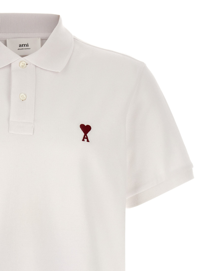 Shop Ami Alexandre Mattiussi Logo Detail Plain Polo Shirt In White