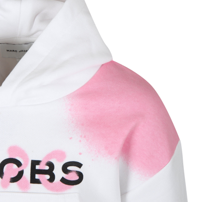 Shop Little Marc Jacobs White Sweatshirt For Girl With Logo In P Bianco