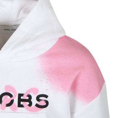 Marc Jacobs Spray Paint-effect Dropped Hoodie In P Bianco