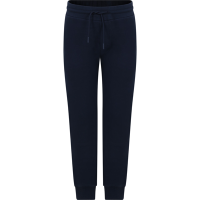 Shop Kenzo Blue Trousers For Boy With Logo In A Marine