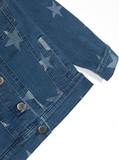Shop Stella Mccartney Jeans Jacket With Star Print In Stretch Cotton Girl In Blue