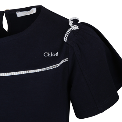 Shop Chloé Blue T-shirt For Girl With Logo In Marine
