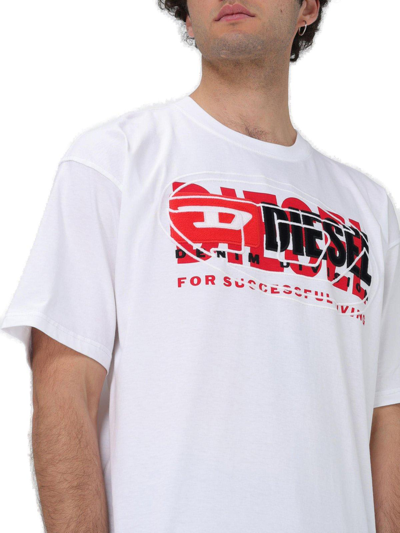 Shop Diesel T-boxt Layered Logo T-shirt  In White