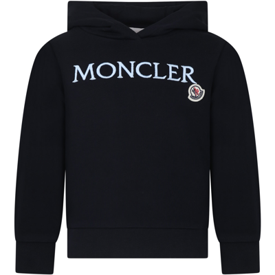 Shop Moncler Blue Sweatshirt For Girl With Logo