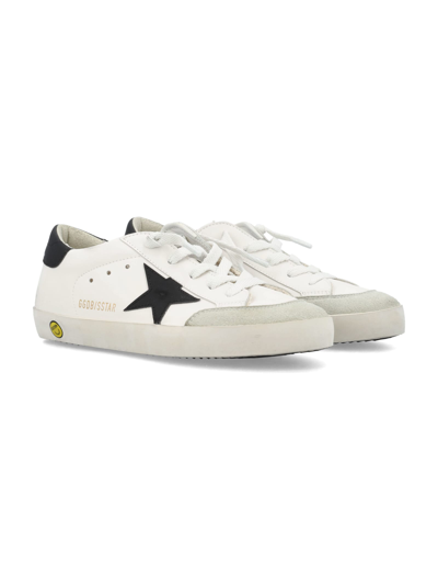 Shop Golden Goose Super Star Sneakers In White/black/beige