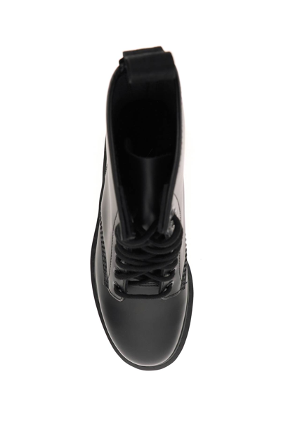 Dr. Martens' 1460 Mono Combat Boots In Black Leather In Black